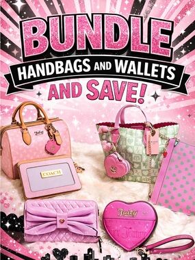 Coach Pink and Mint Heart Quilted Wallet Bundle